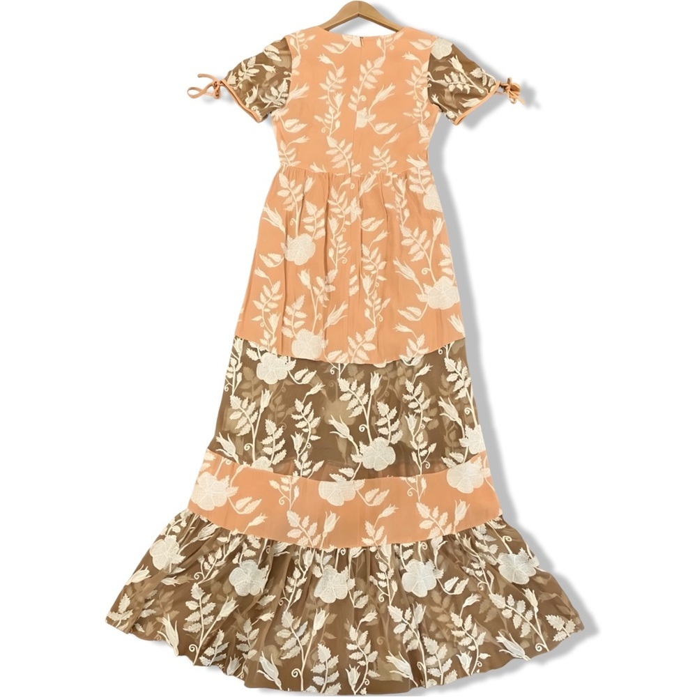 For Love and Lemons | Embroidered Plunge Mia Maxi Dress | Blush Peach Size S - Picture 12 of 14